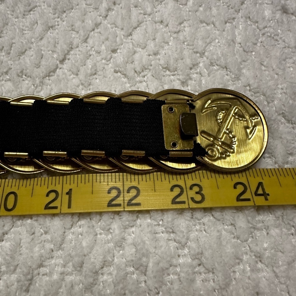 Vintage Nautical Anchor Medallions Gold Toned Stretchy Women’s Belt - Picture 7 of 8